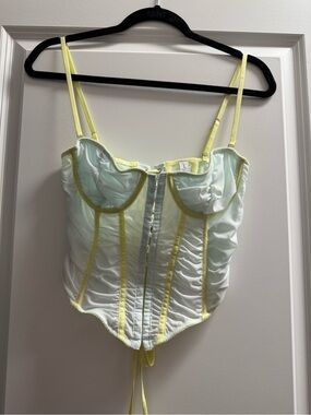 Pale blue and lime corset